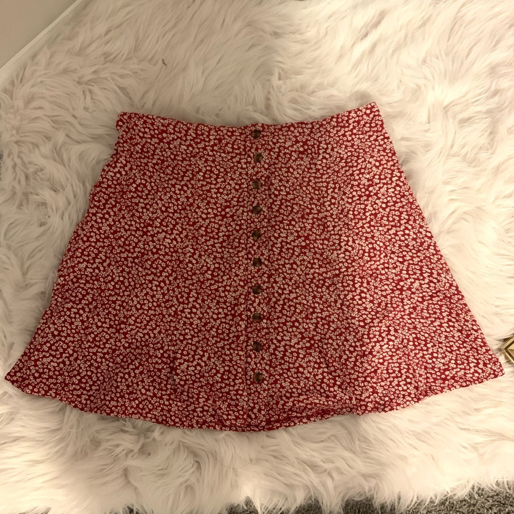 Red Floral Skirt